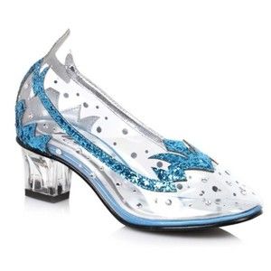NWT 1031 Blue Ice "Glass" Slippers Heels Girls Sz 13/1